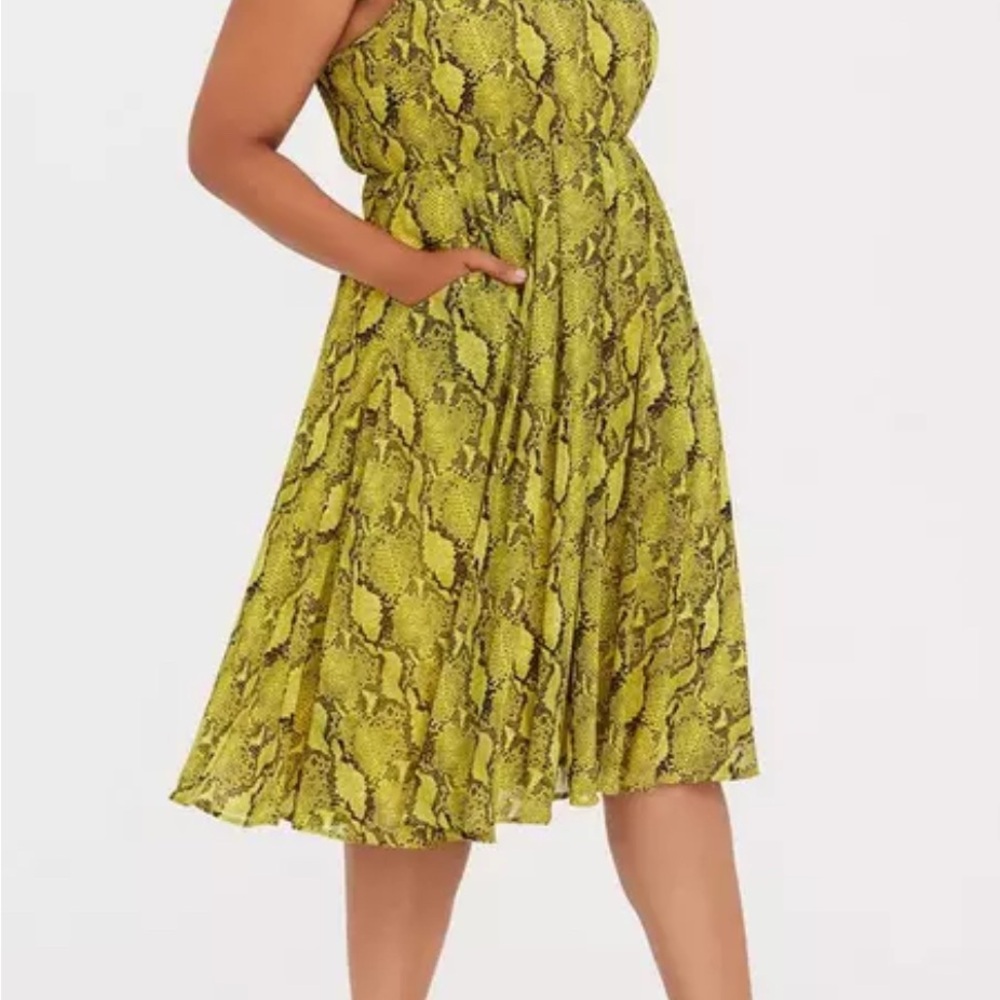 Torrid Yellow Snake Print Midi Dress
